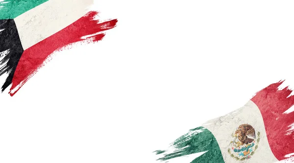 Flags of Kuwait and Mexico on White Background — Stock Photo, Image